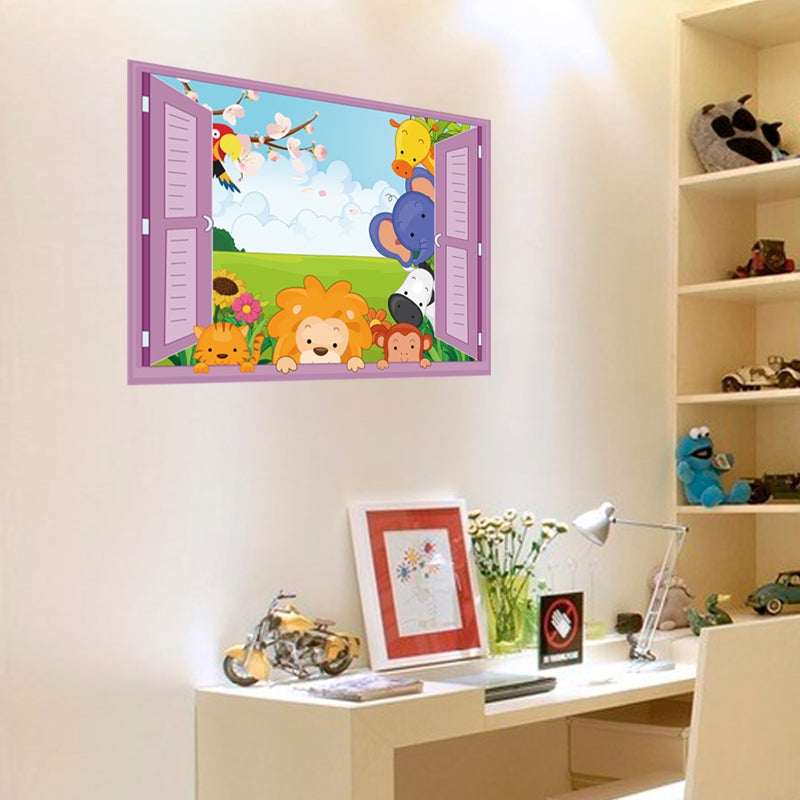 Children's sticker - Animals on the window size 50x70 sk7019d