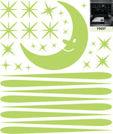 Moon and 30 falling stars glow in the dark wall decals