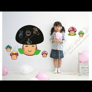 【WEJA】Send Boxed Chalk Cartoon Mushroom Head Blackboard Wall Stickers Home Decor Decoration For Kids Rooms waterproof removable size 50x70 ay629