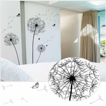 Black Dandelion Butterfly Vinyl PVC Wall Sticker AY834