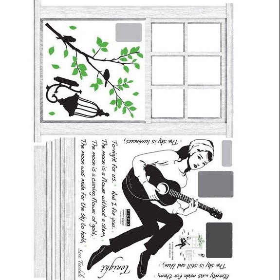 Decor Kafe 'Lady in Window' Wall Sticker size60x90 ay853