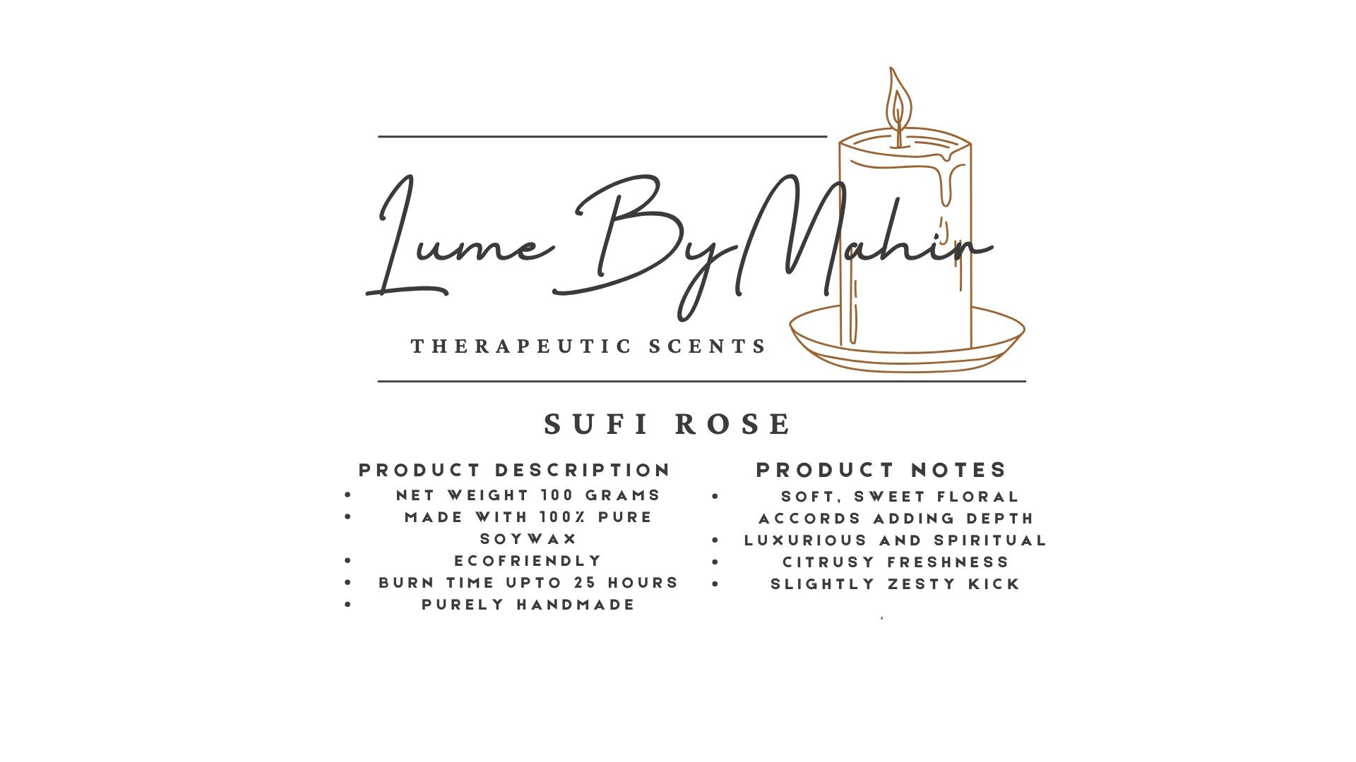 Sufi Rose Candle - A Divine Bloom of Spirituality and Love – Handmade Floral &amp; Citrusy Soy Wax Candle - 100 gram
