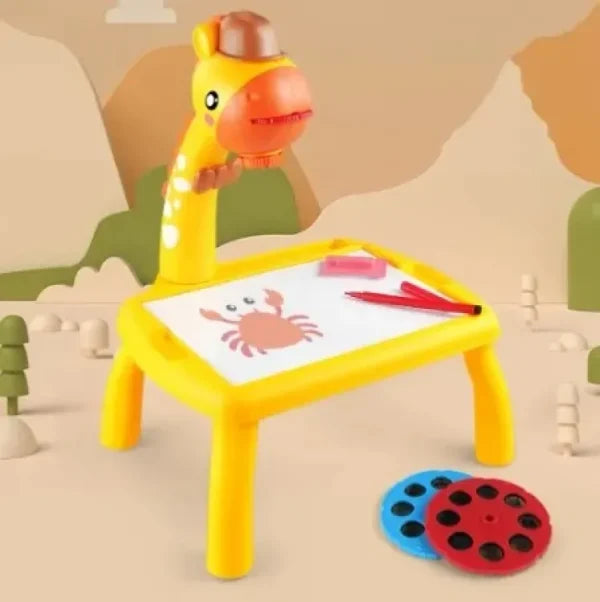 Giraffe Small Size Art Drawing Board Leds Projector Light Toy Children Kids Painting Table Small Desk  (with Box Packing)(Random Color)