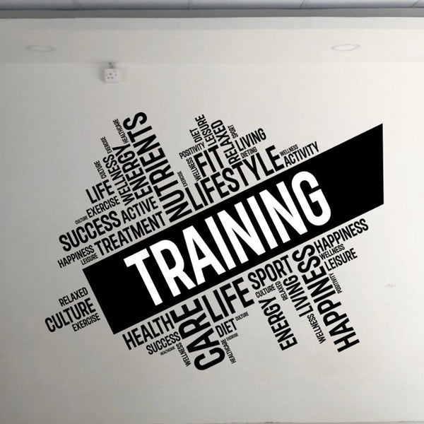 Training Fitness Wall Decals, Training Inspirational Words Quote Wall Sticker, Motivation Interior Decor Art Mural Fit Lifestyle Decal