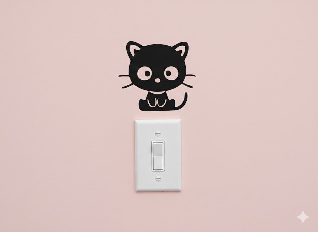 Kitty Cat Decal (Set of 2) - Laptop, Wall, Light Switch Decor