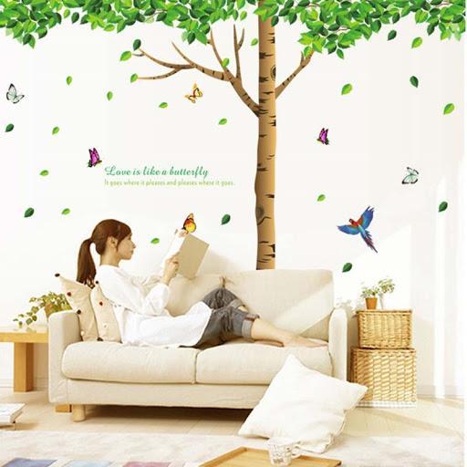 AY305 big green tree removable diy wall sticker tow-saided