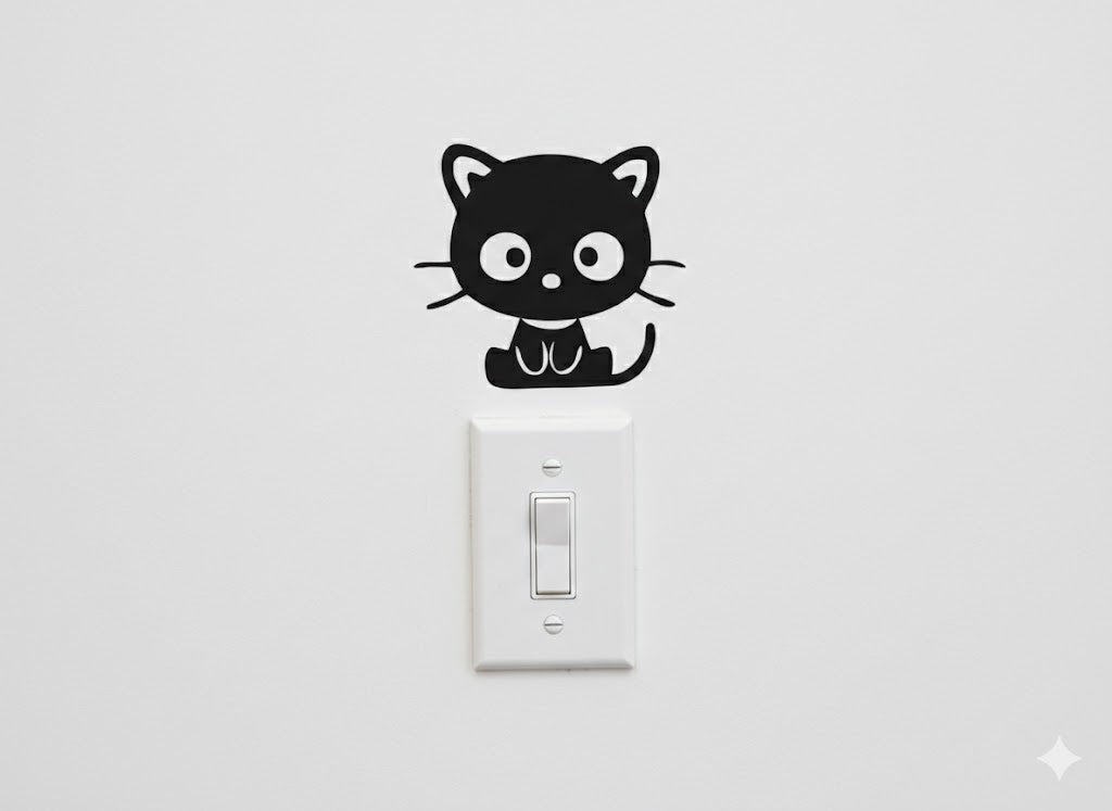 Kitty Cat Decal (Set of 2) - Laptop, Wall, Light Switch Decor