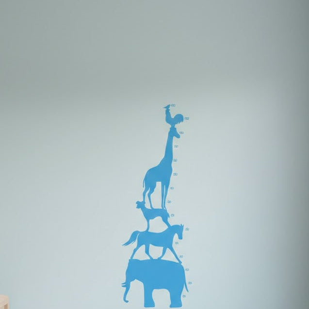 Growing Up with Friends: Blue Animal Tower Wall Decal  Reach for the Sky: Animal Stack Growth Chart  The Friendly Zoo: Kids' Height Measurement Sticker nc039 size (60x90)