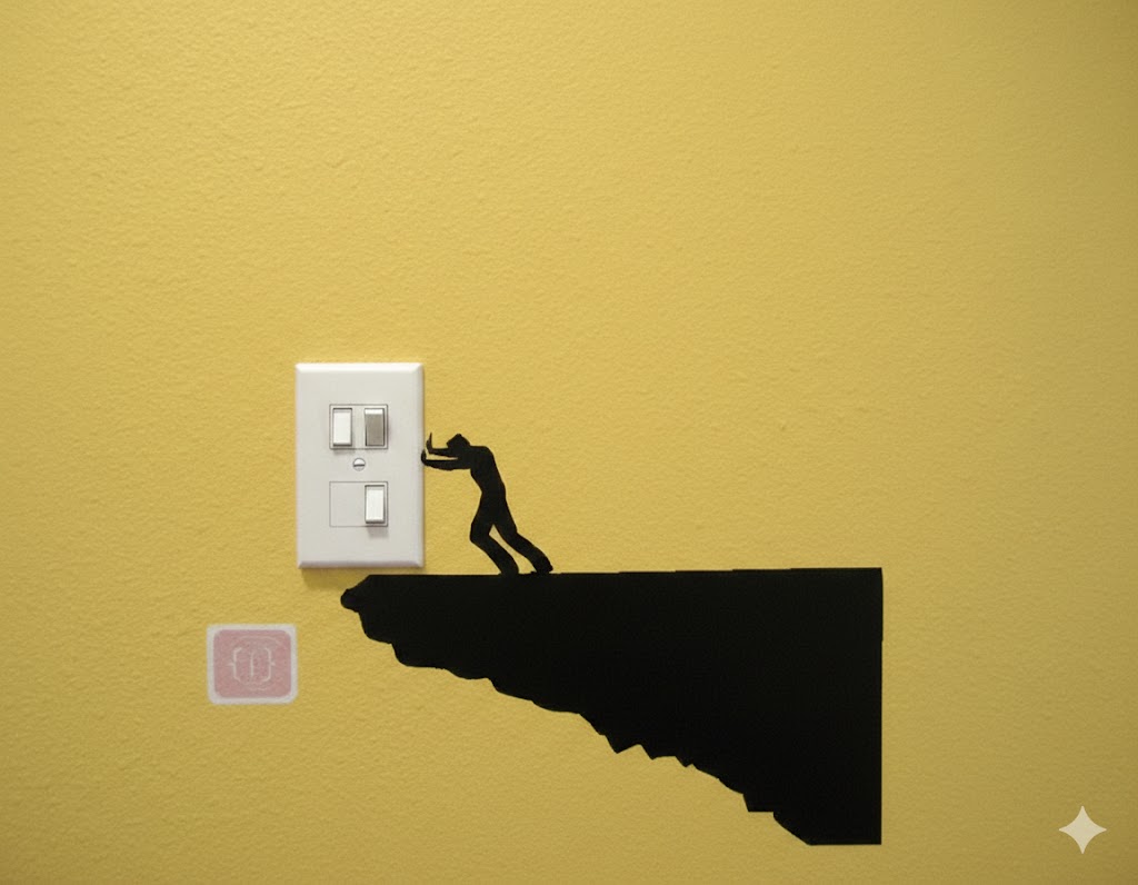 ISEE 360® Cartoon Man Pushing The Switch Board Sticker Suitable for Any Black Vinyl Decals L x H 12.00 X 7.00 Cm