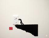 ISEE 360® Cartoon Man Pushing The Switch Board Sticker Suitable for Any Black Vinyl Decals L x H 12.00 X 7.00 Cm