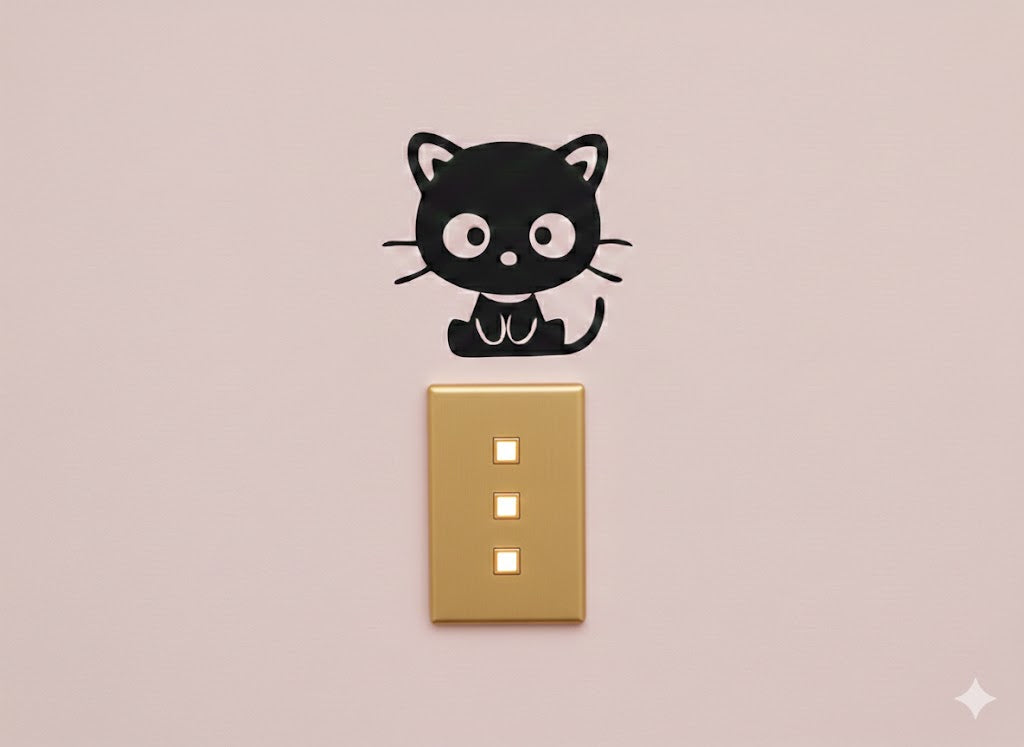 Kitty Cat Decal (Set of 2) - Laptop, Wall, Light Switch Decor
