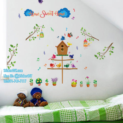 Transparent wall sticker, birdhouse design, HOME SWEET HOME size 50x70 SK7081