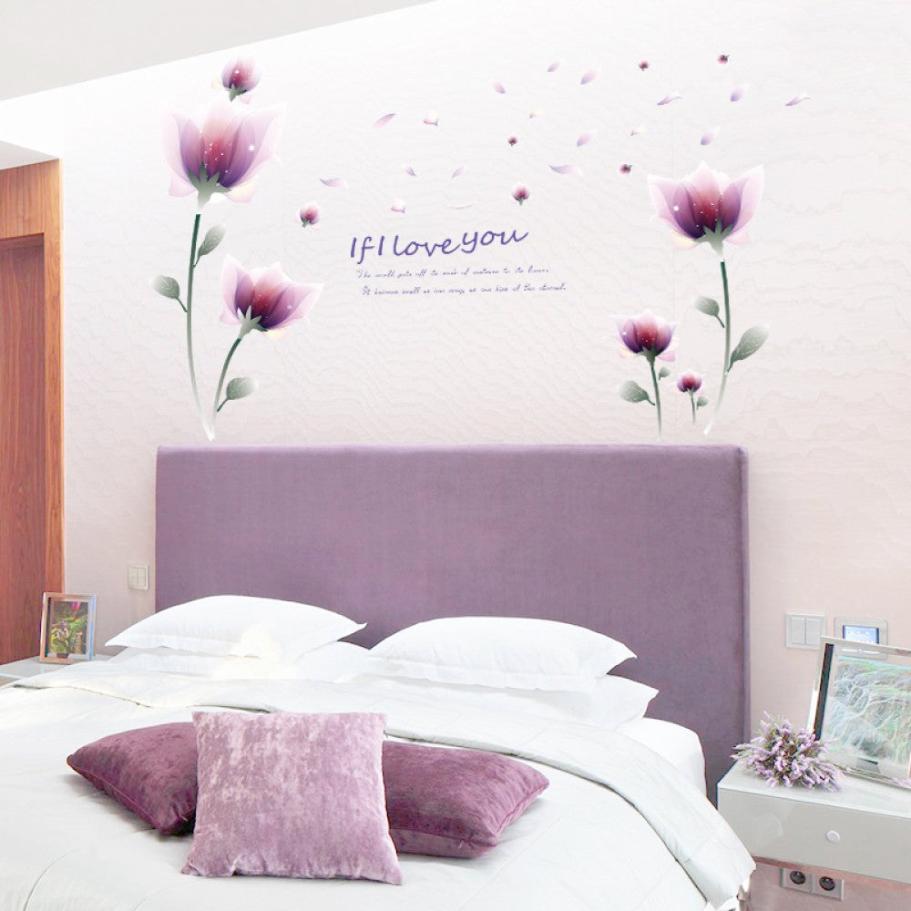 SAMHEZ  Purple Blink Flower Wall Sticker size [60 x 90 cm] sk9027 Wall Decor Sticker