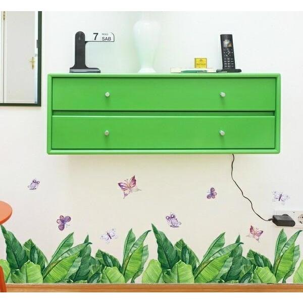 Stylish Nordic Plant Wall Stickers, Cafe, Modern, Window, Monstera, Leaf, Green, Grass, Banana Leaf, Butterfly, Kitchen, Kids Room, Toilet, Interior Decor size 50x70 sk7201