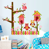 Children's wall sticker PINK OWL HOUSE Ay7200