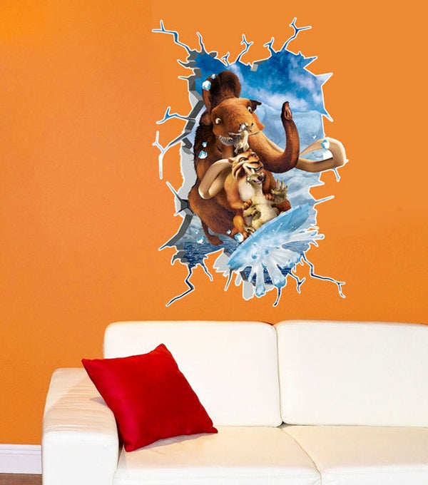 Cartoon Ice Age 3D Wall Decals, Children's Room Nursery Removable Wall Stickers ay9254