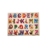 Wooden Puzzle Picture Board ABC Alphabet Vocabulary Wooden Jigsaw Puzzle with Knobs Kids Boys Girls Nursery Toddler Toy