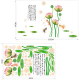 Fantasy Goldfish and Lotus Trompe-l'oeil Wall Stickers, Art, Interior Decor, Window Frame, Wall Decoration, Nordic Style, DIY, Living Room  size 60x90 xh9213