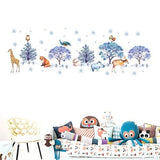 JM7353 Snowflake Forest Animals Children's Room Decorative Painting Wall Sticker - Blue Gray
