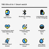 Y80 Ultra 8 in 1 Smart watch ,8 Straps 49MM Big Display  (Random Colour)