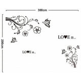 Black Butterfly Flower Wall Decal Love JM7227