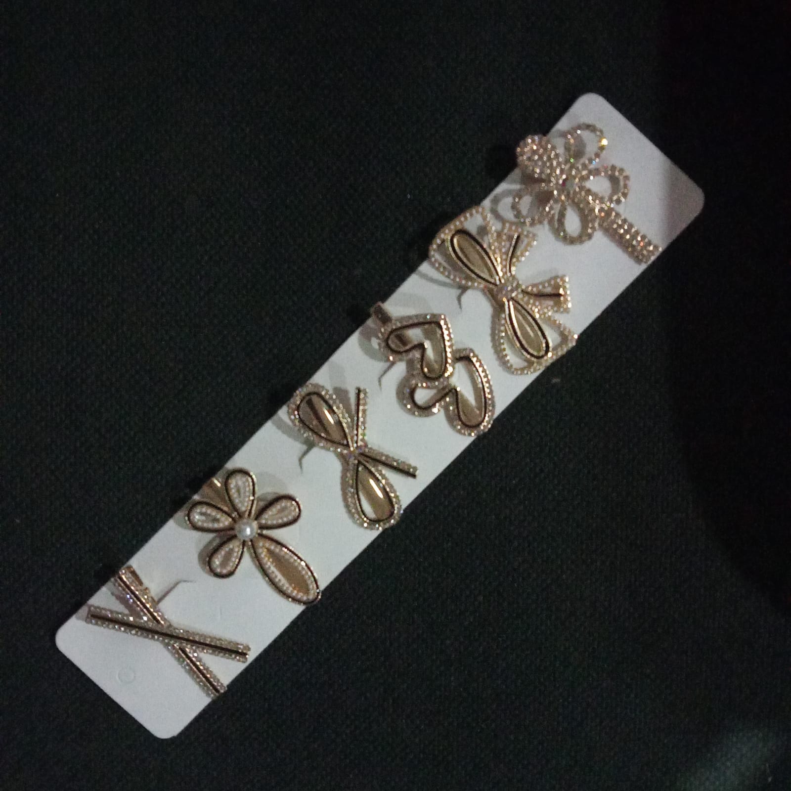 6pcs set rendom design  Gold Rhinestone Scissors Pearls Hairpins Hair Clips Hair Accessories