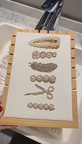 6pcs set Gold Rhinestone Scissors Pearls Hairpins Hair Clips Hair Accessories