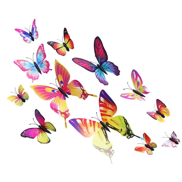 12 Pcs 3D Butterfly single layer Wall Stickers PVC Children Room Decal Home Decoration Decor