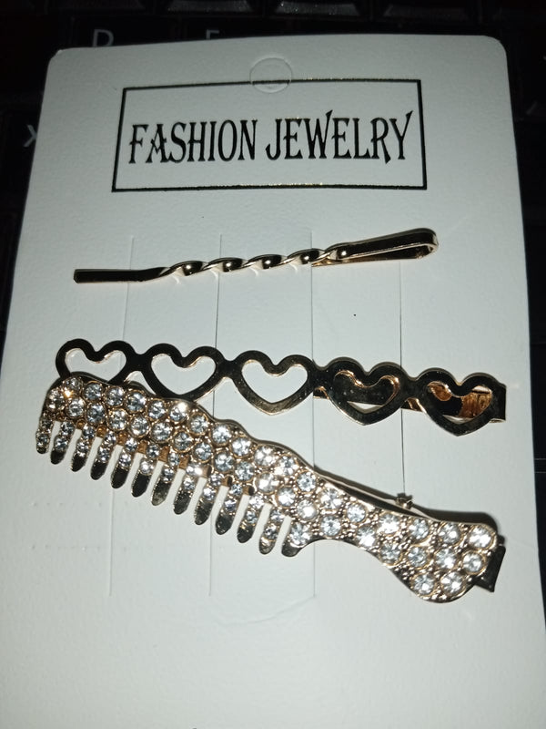 3pcs set rendom design Gold Rhinestone Scissors Pearls Hairpins Hair Clips Hair Accessories