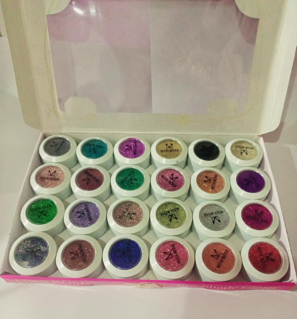 Professional Shimmer Glitter Shimmering Eye Shadow Glitter Powder Set Nail,Face & Eye (Pack of 24pcs)  (Multicolour)   mrgemiz4n-4