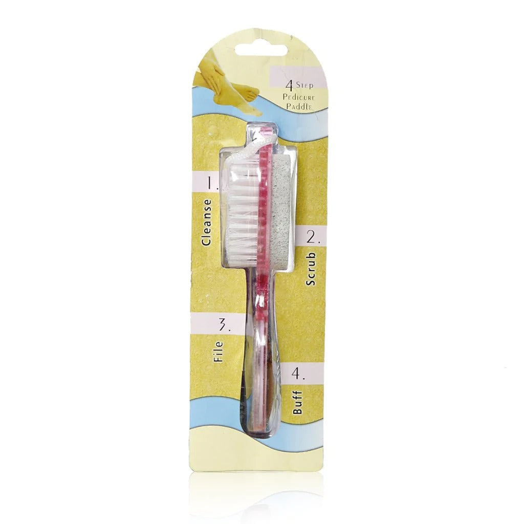 4 In 1 Multi Use Pedicure Paddle Brush - 4 Step Pedicure (Cleanse, Scrub, File And Buff)  ppbpkz4k-e