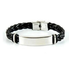 New Genuine Leather Cool Black Gold Creative Design Stainless Steel Magnetic Buckle Charm Men Leather Bracelet btfrbka4h-3