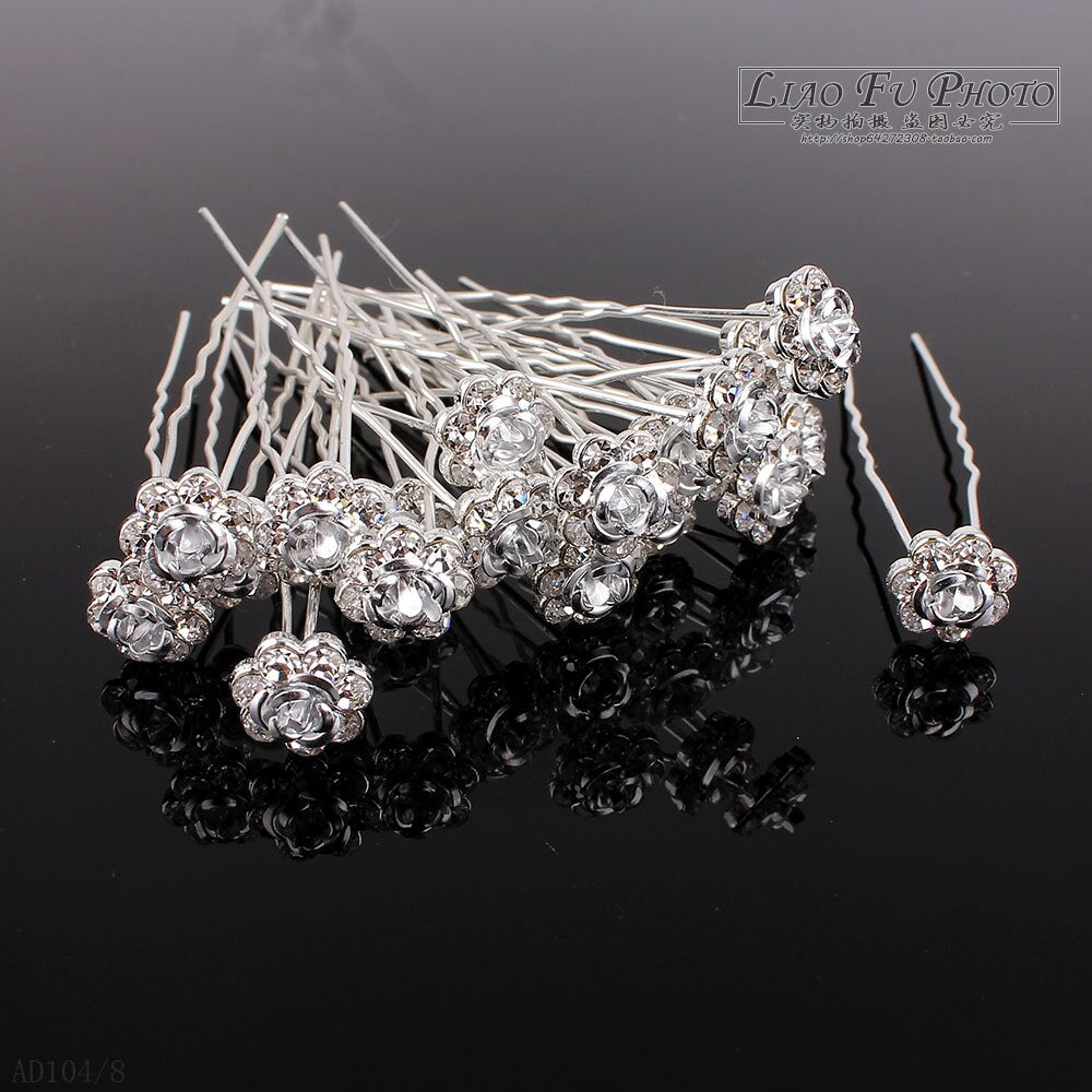 12Pcs Fashion Wedding Bridal Pearl Flower Clear Crystal Rhinestone Hair Pins Clips Bridesmaid Hairwear Jewelry Hair Accessories hnfrsrd4a-1