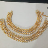 Trendy New Fashion White Beautiful Pair of Two Anklet Silver And Golden For Girls plfrpda3i-7