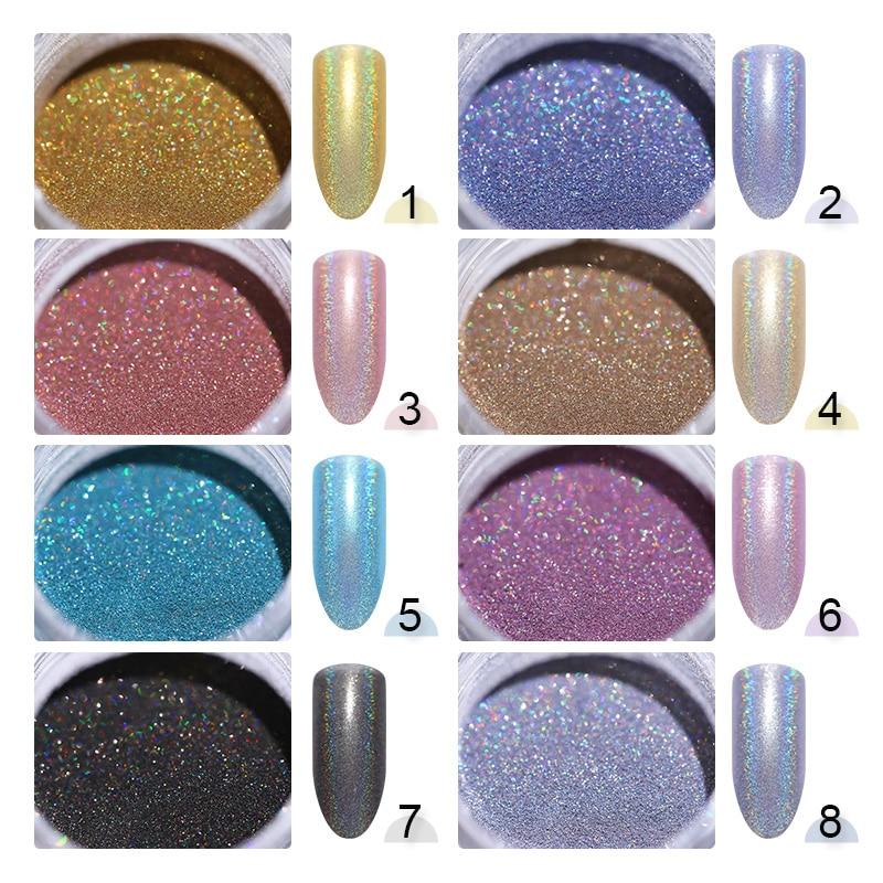 12 Box Nail Glitter Powder 12 rendom Colors Rainbow Holo Laser Shining Pigment Holo Champage Nail Art Decorations