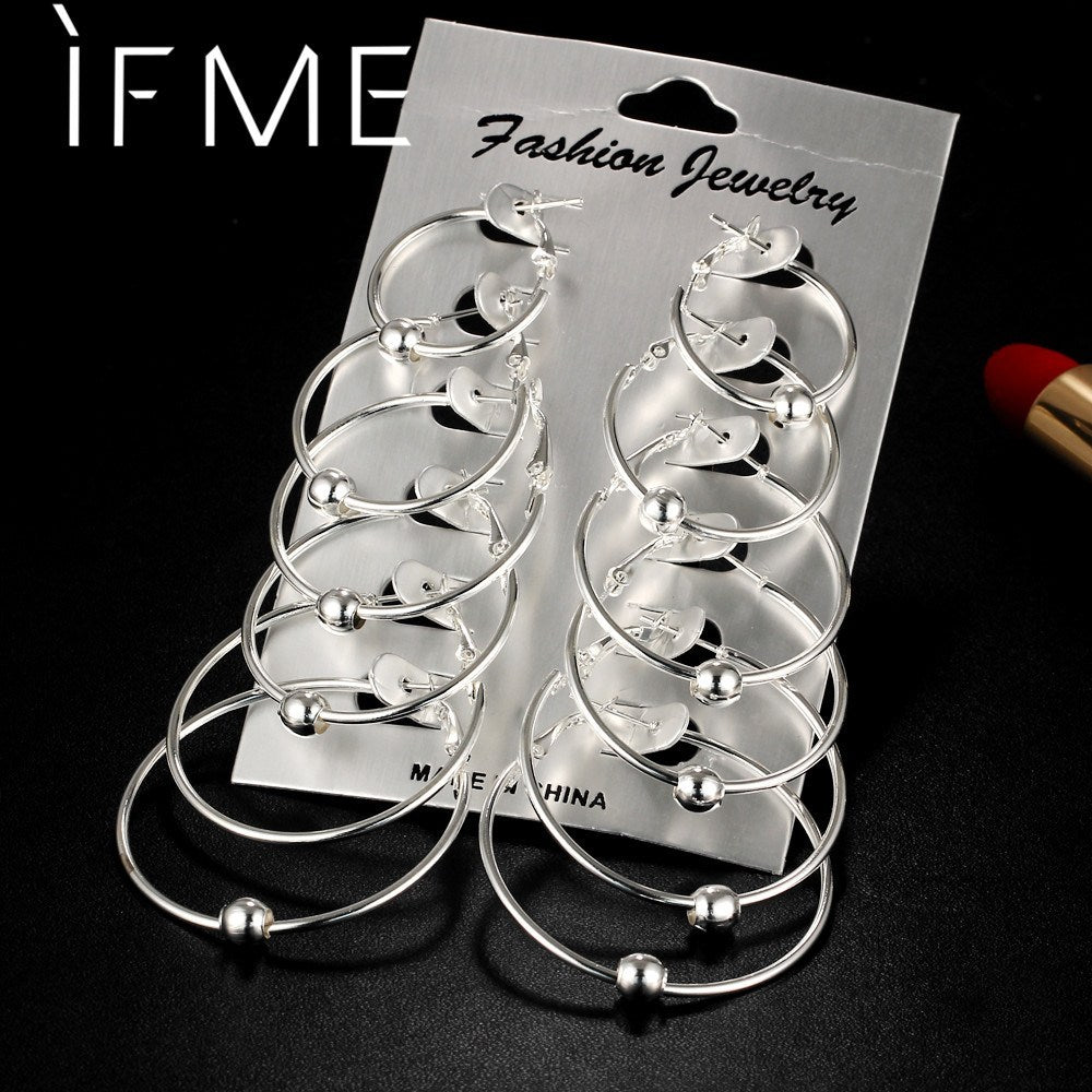 Pack of 6 - silver Different Sizes Hoops (Bali) fashion jewellery egfrsrb4j-1