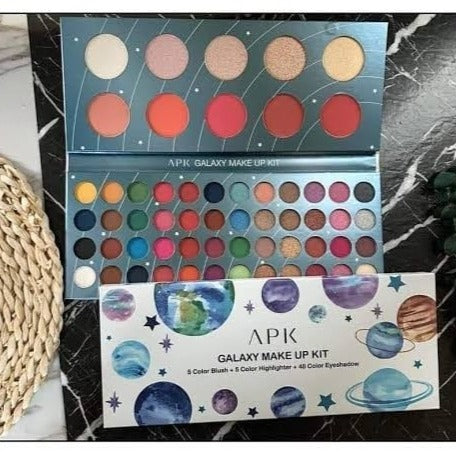 Galaxy Makeup Kit 48 Colors Eyeshadow Palette + 5 Blush + 5 Highlighter  aekmiz4e-4