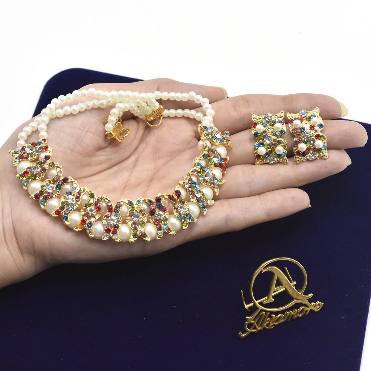 Golden Imitation Pearl Wedding Necklace Earring Sets Party Jewelry Sets for Women Elegant Party Gift Fashion Jewellery jtfrcra1g-1