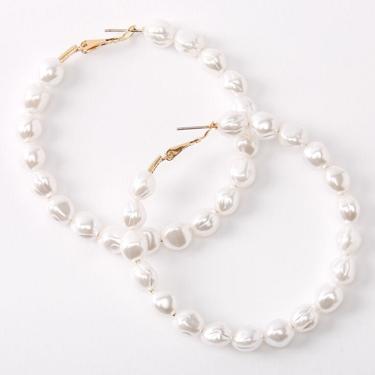 BALI WITH PEARLS ROUND GERMAN STYLO EARRINGS FOR GIRLS AND WOMEN Beads Metal Hoop Earring  egfrpdc2f-a