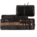 32 Pcs Professional Makeup Brush Cosmetic Beauty Make Up Brush Set + Black Pouch Bag Leather Case - Wood Color  pmbbkz9b-8