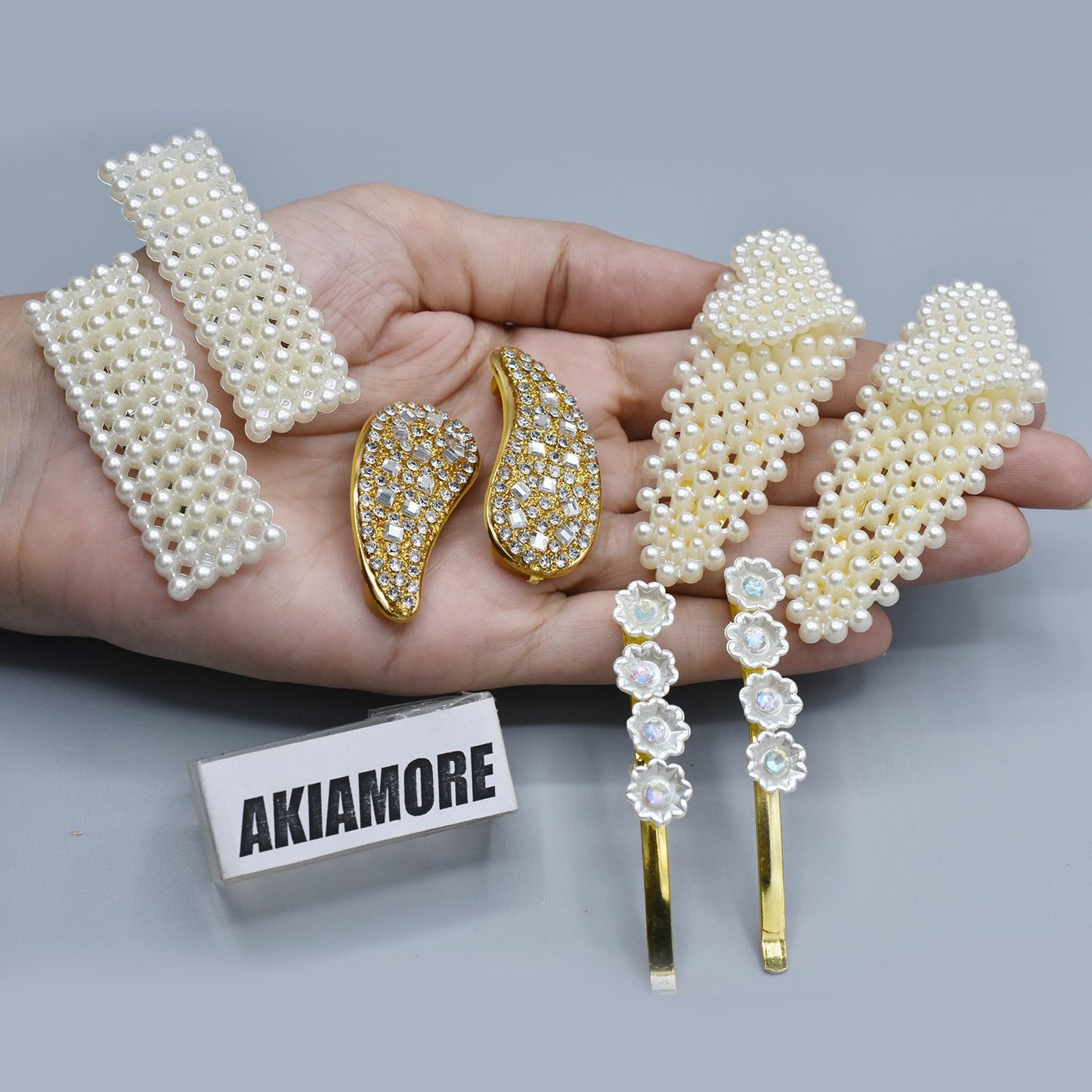 1x Pack of 4 sweet hair clip for women with inlaid faux pearl
