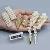 1x Pack of 4 sweet hair clip for women with inlaid faux pearl