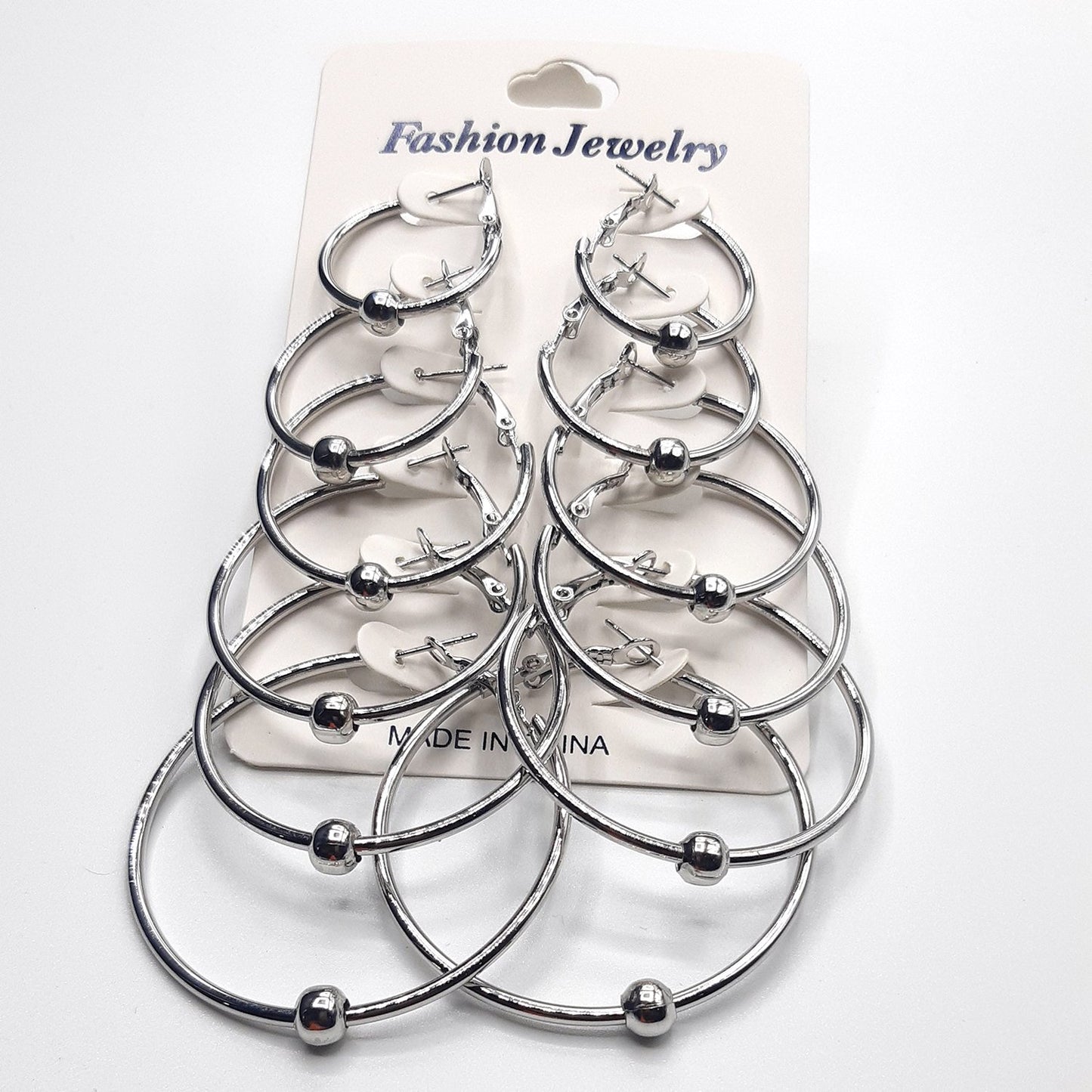 Pack of 6 - silver Different Sizes Hoops (Bali) fashion jewellery egfrsrb4j-1