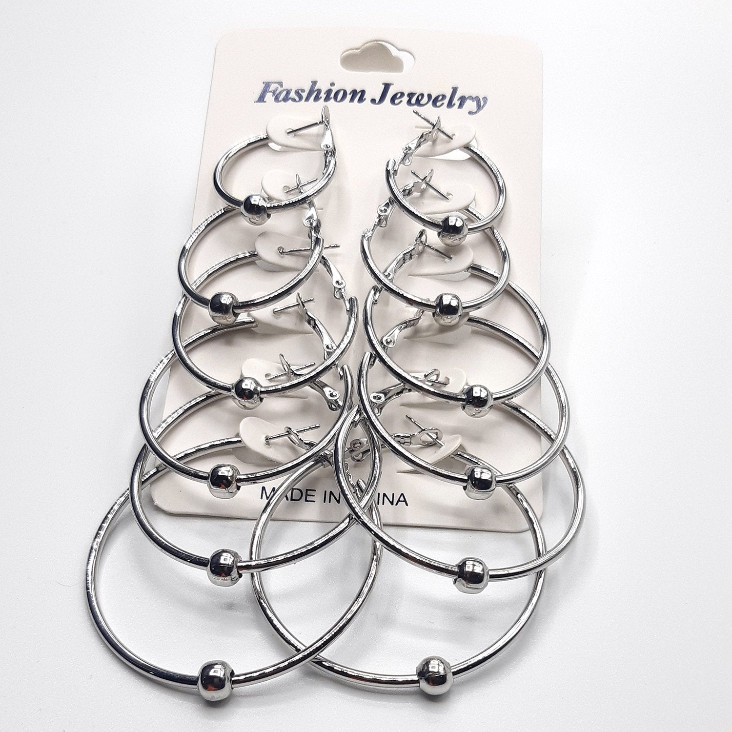 Pack of 6 - silver Different Sizes Hoops (Bali) fashion jewellery egfrsrb4j-1