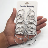 Pack of 6 - silver Different Sizes Hoops (Bali) fashion jewellery egfrsrb4j-1