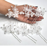 pack of six Hair Accessories Pearls Beads Hairpins  Flower Bridal Wedding Hair Clips Ornament