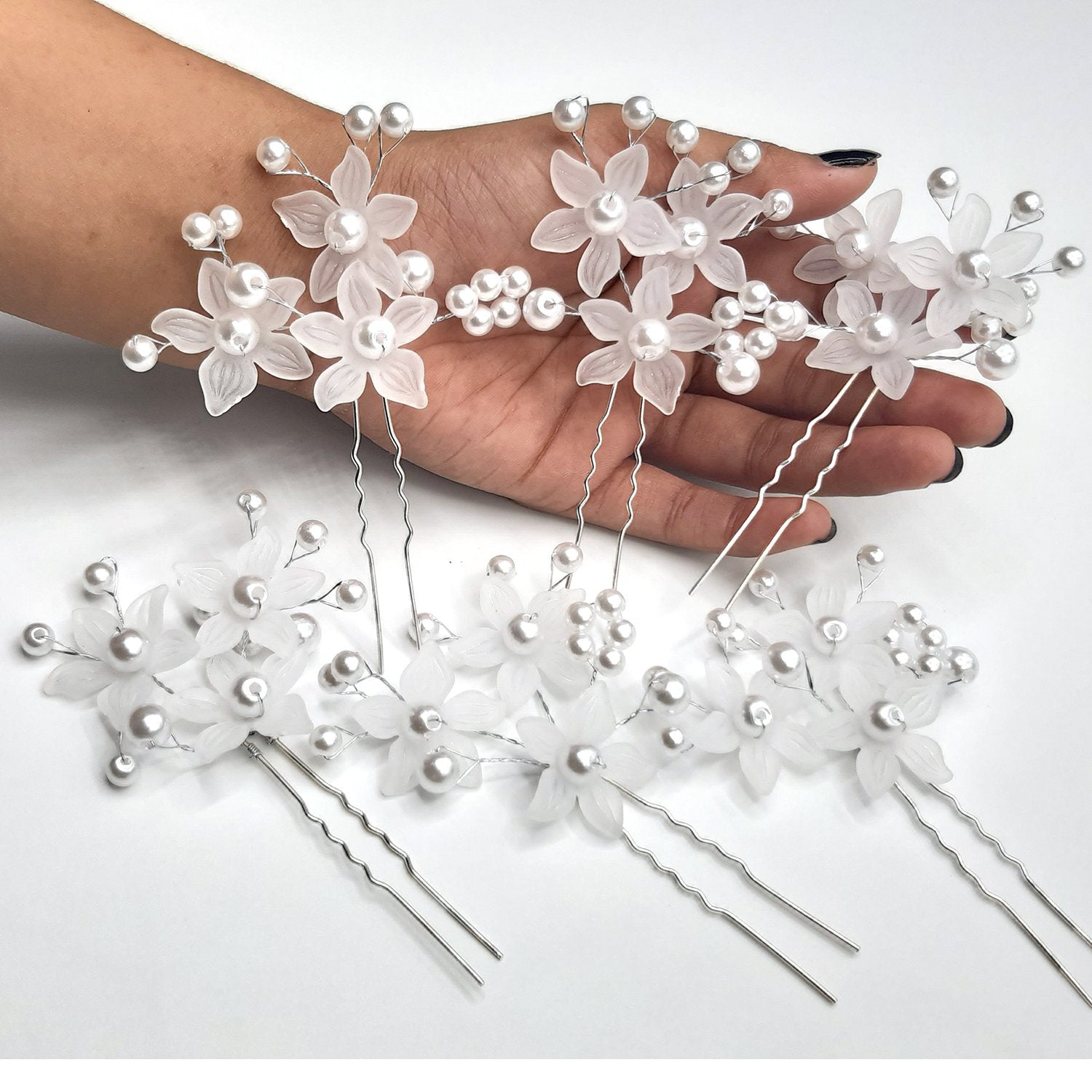 pack of six Hair Accessories Pearls Beads Hairpins  Flower Bridal Wedding Hair Clips Ornament