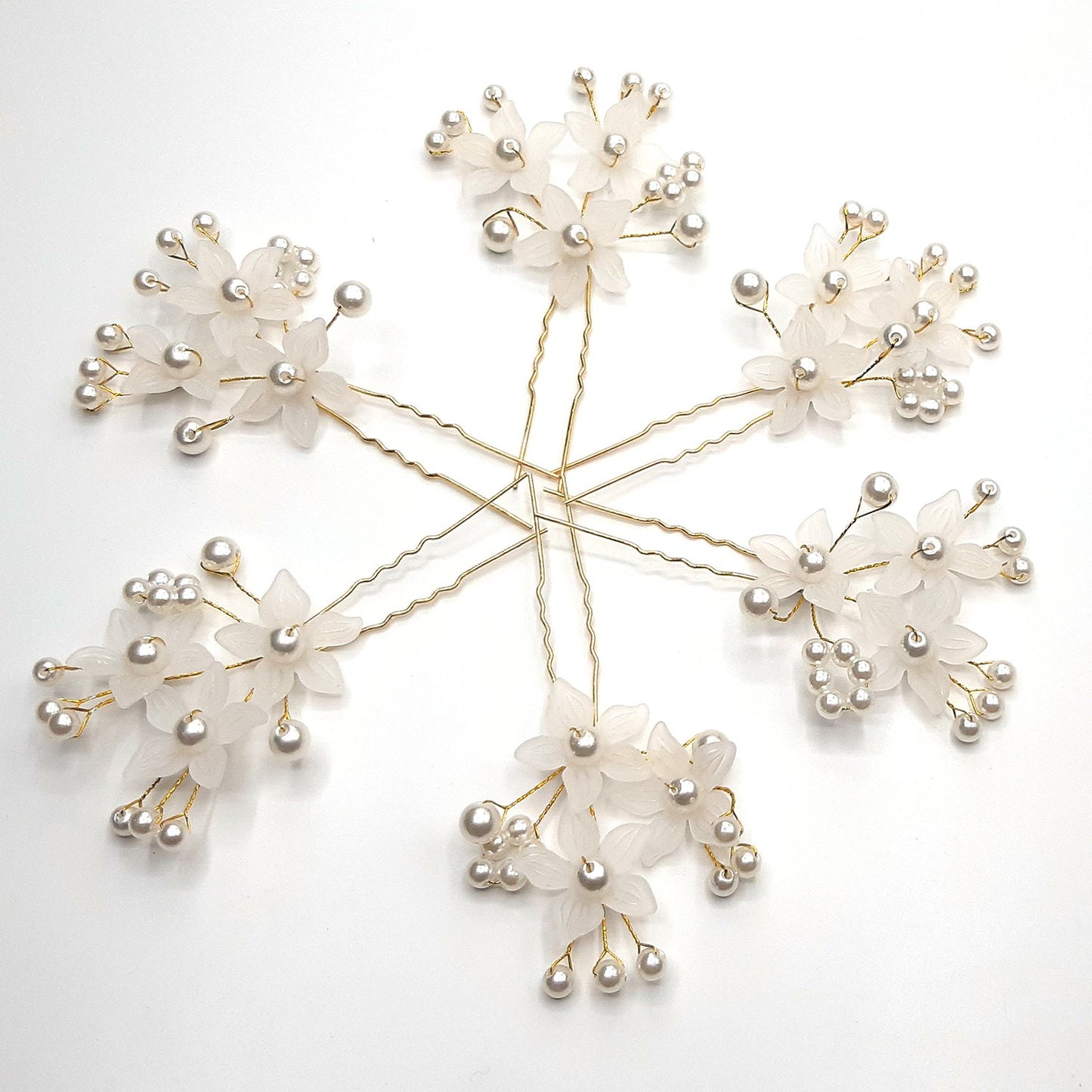 pack of six Hair Accessories Pearls Beads Hairpins  Flower Bridal Wedding Hair Clips Ornament