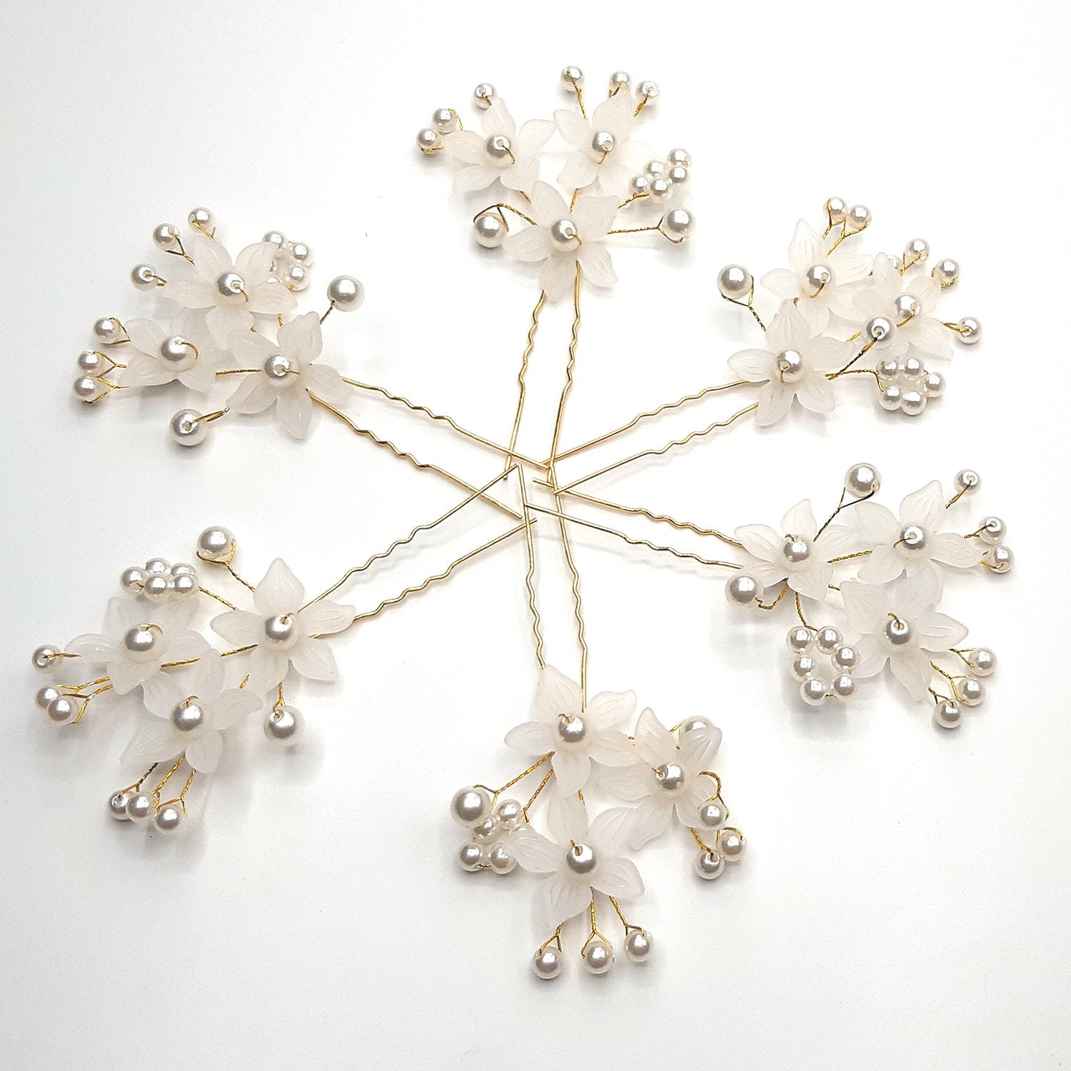 pack of six Hair Accessories Pearls Beads Hairpins  Flower Bridal Wedding Hair Clips Ornament