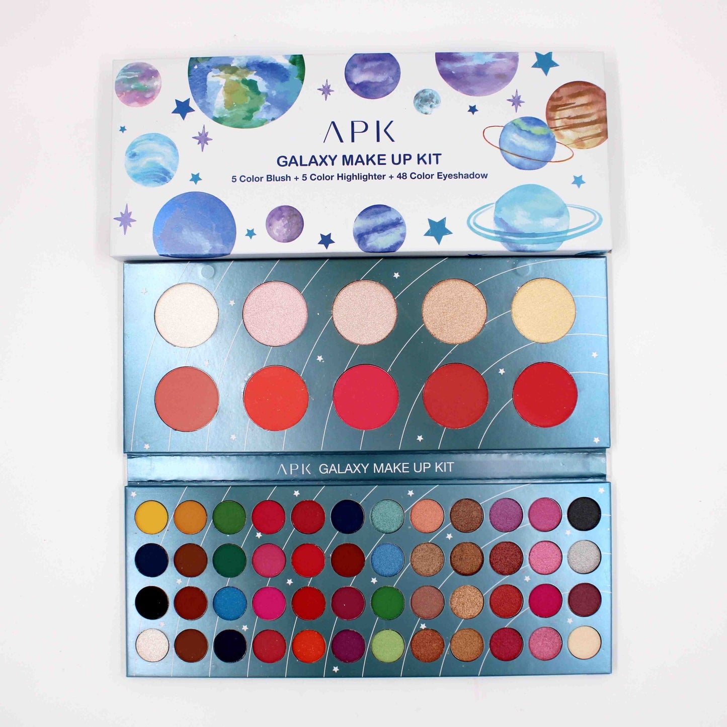 Galaxy Makeup Kit 48 Colors Eyeshadow Palette + 5 Blush + 5 Highlighter  aekmiz4e-4